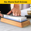 Sharp Pebble Premium Whetstone Knife Sharpening Stone 2 Side Grit 1000/6000- NonSlip Bamboo Base & Angle Guide