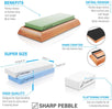 Sharp Pebble Extra Large Sharpening Stones Set - Grits 400/1000/6000 - With NonSlip Bamboo Base, Flattening Stone and Angle Guide