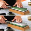 Sharp Pebble Whetstone Knife Sharpener Grit 3000/8000 - For Sharpening & Polished Mirror Edge Finish- with Non Slip Bamboo Base