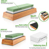 Sharp Pebble Knife Sharpening Stones Grit- 3000/8000 with Large Dual Grit Flattening Stone & NonSlip Bamboo Base