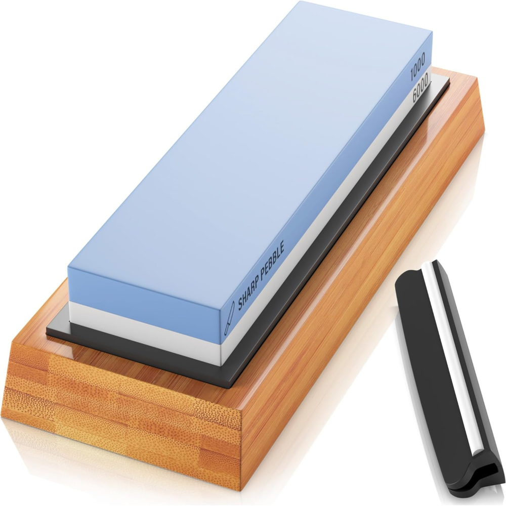 The Sharp Pebble® Complete Sharpening System: 1000/6000 Grit & Angle Guide