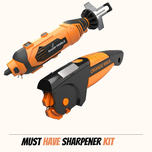 Sharp Pebble Electric Chainsaw Sharpener & Orange Ninja All-in-1 Tools & Knife Sharpener Kit