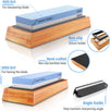 Sharp Pebble 1000/6000 Knife Sharpening Stone with Large Dual Grit Flattening Stone with NonSlip Bamboo Base & Angle Guide